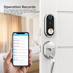 Smart Deadbolt, SMONET Fingerprint Electronic Deadbolt Door Lock with Keypad-Bluetooth Keyless Entry Keypad Smart Deadbolt App Control, Ekeys Sharing, App Monitoring Auto Lock for Homes and Hotel