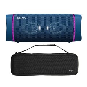sony srsxb33 extra bass bluetooth wireless portable waterproof compact speaker (blue) bundle with knox gear hardshell travel and storage case (2 items)