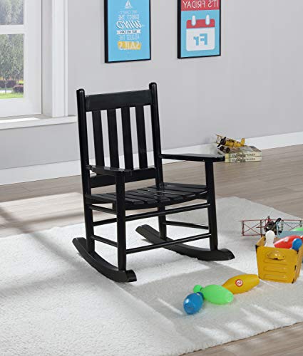 Coaster Furniture Country Farmhouse Kids Solid Wood Rocking Chair Slat Back Black 609451