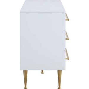 Meridian Furniture 844White-D Marisol Collection Modern | Contemporary Dresser with Brushed Gold Metal Legs and Handle, 60" W x 18" D x 32" H, White