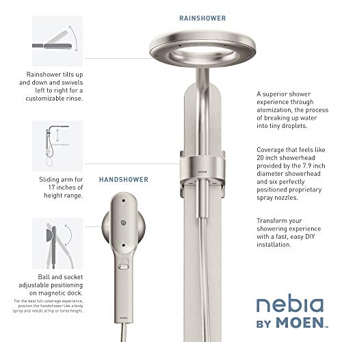 Moen N214C0SRN Spa Shower including Rainshower, Handshower and Magnetic Dock, Spot Resist Brushed Nickel