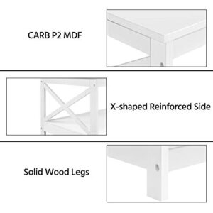 Yaheetech Wood 2-Tier White Coffee Table with Storage Shelf for Living Room, X Design Accent Cocktail Table, Simple Design Home Furniture, 39.5 x 21.5 x 18 Inches