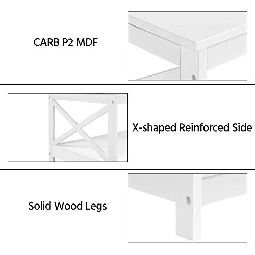 Yaheetech Wood 2-Tier White Coffee Table with Storage Shelf for Living Room, X Design Accent Cocktail Table, Simple Design Home Furniture, 39.5 x 21.5 x 18 Inches