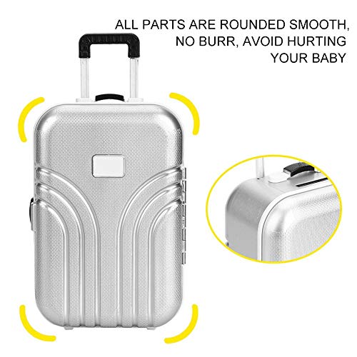 eecoo Baby Toy Suitcase, Cute Suitcase with Plastic Wheels Mini Travel Luggage Box Accessories Doll Suitcase Mini Suitcase for baby Toddlers Kids