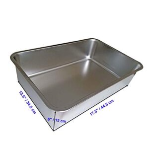 KUNWU SUS304 Stainless Steel Food Grade 6" Deep Medium Cat Litter Box Corrosion Resistant Durable Pan 17.5" x 13.5" x 6"