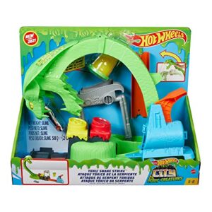 Hot Wheels Toxic Snake Strike Challenge Play Set with Slime for Kids 5 Years Old & Up, Includes One 1:64 Scale Vehicle, Connects to Other Sets, Single Or Multicar Play