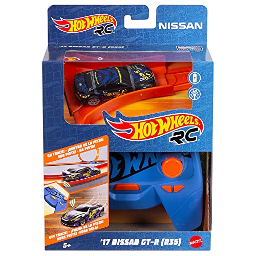 Hot Wheels RC Car, Remote-Control 2017 Nissan GT-R in 1:64 Scale, Works On and Off Hot Wheels Track, Includes Track Adapter​​​​