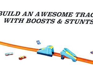 Hot Wheels HW Celebration Box Complete Starter Set with 6 1:64 Scale Cars, Track, Connectors, 4-Speed Launcher, Ramps, Activity Page & Stickers, Gift for Kids 4 Years Old & Up