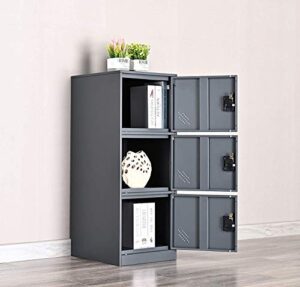 mecolor furniture digital lock metal locker organizer with padlock and shelf small size for gym (p3v, dark grey)