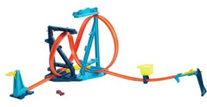 hot wheels track set and 1:64 scale toy car, track and loop building kit with adjustable set-ups and jump, infinity loop kit