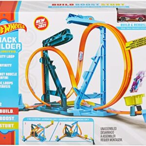 Hot Wheels Track Set and 1:64 Scale Toy Car, Track and Loop Building Kit with Adjustable Set-Ups and Jump, Infinity Loop Kit