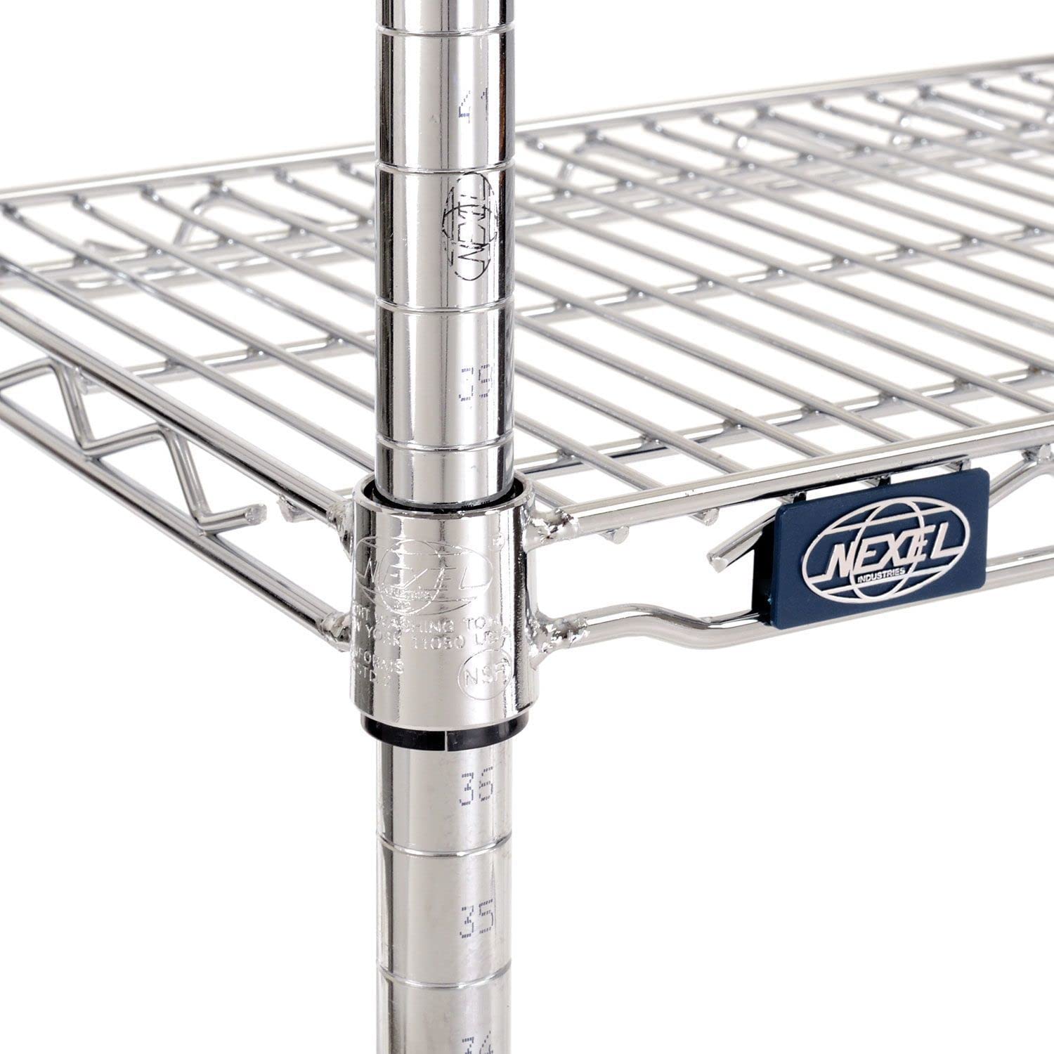 Nexel Adjustable Wire Shelving Unit, 5 Tier, Commercial Dry Storage Rack, 21" x 24" x 63", Chrome