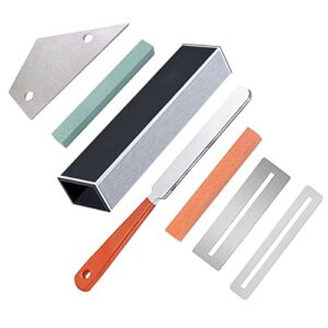 guitar luthier tool including fret leveling beam sanding leveler beam, guitar fret file, stainless steel fret rocker and fingerboard guards protectors, grinding stones