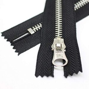 YaHoGa 5pcs 16 Inch Silver Metal Zippers Bulk #5 Close End Metal Zippers for Sewing Bags Crafts Jackets (40cm Silver)