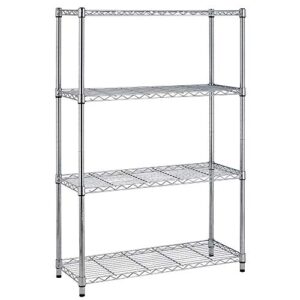 4 tier metal shelf unit nsf commercial wire storage rack heavy duty steel garage organizer rack height adjustable steel wire layer shelf for kitchen home (chrome), 36" l x 14" w x 54" h