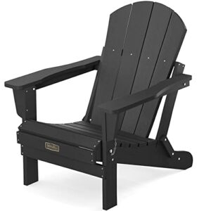 folding adirondack chair patio chairs lawn chair outdoor adirondack chair weather resistant for patio deck garden, backyard deck, fire pit & lawn furniture lawn seating- black