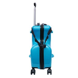 DNYSYSJ 20 Inch Children's Ride On Trolley , Portable Universal Wheel , Carry On Luggage, Waterproof Unisex Boys Girls Travel Suitcase With Lock, ABS+PC (Blue)