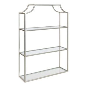 kate and laurel ciel glam 3-tier scalloped wall shelf, 20 x 30, silver, modern shelving with glass tiers