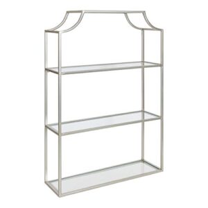 Kate and Laurel Ciel Glam 3-Tier Scalloped Wall Shelf, 20 x 30, Silver, Modern Shelving with Glass Tiers