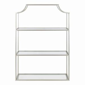 Kate and Laurel Ciel Glam 3-Tier Scalloped Wall Shelf, 20 x 30, Silver, Modern Shelving with Glass Tiers