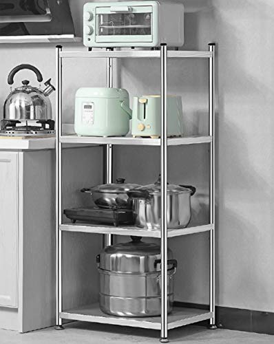 JEPRECO 4-Tier Stainless Steel Shelving Unit with Wheels 15.7" L x 13.8" W x 43.5" H for Narrow Places, Kitchen Baker's Rack Cart for Kitchen Office Home, Multi-Purpose Organizer Rack