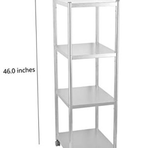 JEPRECO 4-Tier Stainless Steel Shelving Unit with Wheels 15.7" L x 13.8" W x 43.5" H for Narrow Places, Kitchen Baker's Rack Cart for Kitchen Office Home, Multi-Purpose Organizer Rack