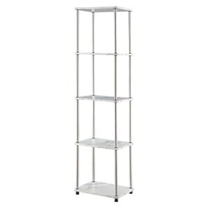 convenience concepts designs2go no tools 5-tier tower, faux white marble/chrome