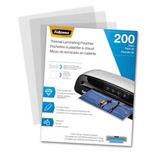 Fellowes Jupiter 2 125 Laminator with 10 Pouches, 12.5 Inch (5734101), Black & Grey and Thermal Laminating Pouches, 3mil Letter Size Sheets, 9 x 11.5, 200 Pack, Clear (5743401)