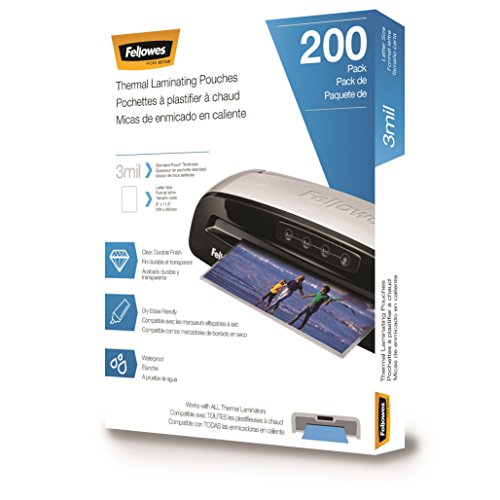Fellowes Jupiter 2 125 Laminator with 10 Pouches, 12.5 Inch (5734101), Black & Grey and Thermal Laminating Pouches, 3mil Letter Size Sheets, 9 x 11.5, 200 Pack, Clear (5743401)