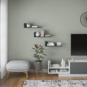 ada home decor washburn modern anthracite wall shelf 6.3'' h x 19.69'' w x 7.87'' d / wall storage / shelving unit