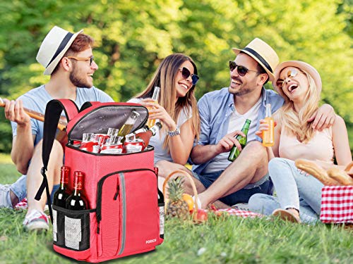 FORICH Backpack Cooler Leakproof Insulated Waterproof Backpack Cooler Bag, Lightweight Soft Beach Cooler Backpack for Men Women to Work Picnics Camping Hiking, 30 Cans (Watermelon Red)