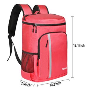 FORICH Backpack Cooler Leakproof Insulated Waterproof Backpack Cooler Bag, Lightweight Soft Beach Cooler Backpack for Men Women to Work Picnics Camping Hiking, 30 Cans (Watermelon Red)