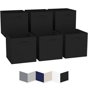 cube storage baskets for organizing - 13x13 inch - set of 6 heavy-duty storage cubes for storage and organization. makes the perfect bins for cubby storage boxes or cube storage organizer (black)