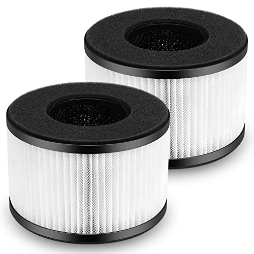 2-Pack BS-03 True HEPA Replacement Filter for PARTU & Slevoo BS-03 Air Purifier Part U & Part X, with 3-in-1 HEPA Air Filters（Not fit BS-01）