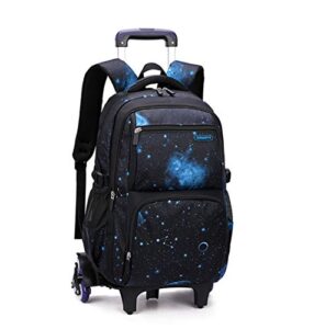 galaxy-print rolling-backpack boys-bookbag on wheels, galaxy wheel backpack, wheel trolley bag for school