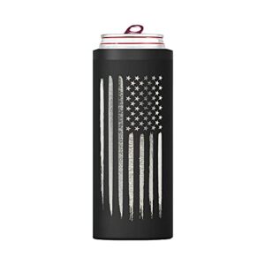 american flag skinny can cooler for slim beer & hard seltzer cans | 12oz stainless steel insulated tall can cooler – gifts for veterans