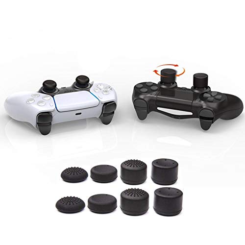 Aosai PS5 DualSense Controller Skin, Studded Anti-Slip PS5 DualSense Controller Cover Silicone Grip for PS5 Controller(Black Controller Skin x 2 + FPS PRO Thumb Grips x 8)