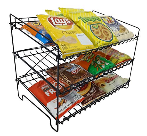 FixtureDisplays® 16" x 12.5" x 10" Wire Rack for Countertop Use with 3 Open Shelves, Black 10085-2D