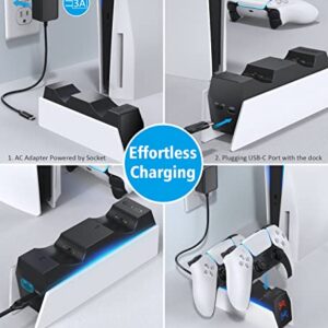 PS5 Controller Charger Station with Fast Charging AC Adapter 5V/3A, Dual Controller Charging Stand for Playstation 5, Docking Station Replacement for DualSense Charging Station