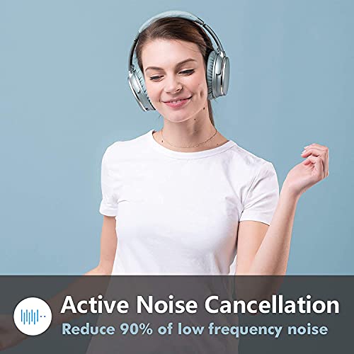 Srhythm NC25 Active Noise Cancelling Headphones Bluetooth 5.0, ANC Stereo Headset Over-Ear with Hi-Fi,Mic,50H Playtime,Voice Assistant,Low Latency Game Mode (Renewed)
