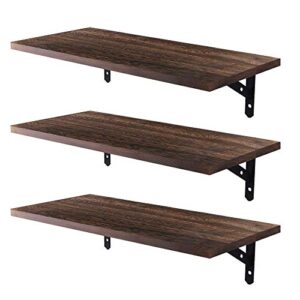 kosiehouse floating shelves for walls, wall mounted rustic shelf hanging wall decorative shelves display ledge storage rack, not recommended for plaster wall dry wall, 2 ways of mounting, set of 3