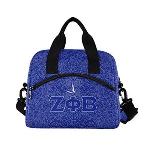 bbgreek zeta phi beta sorority paraphernalia - lunch tote bag with shoulder straps - official vendor - zentangle