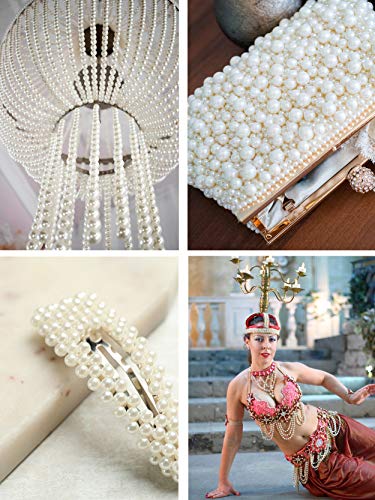 Mandala Crafts Faux White Pearl Beads Garland - 4mm 44 Yds White Pearl Strands Spool Pearl String Bead Roll Pearl Garland for Wedding Party Christmas Tree Decoration