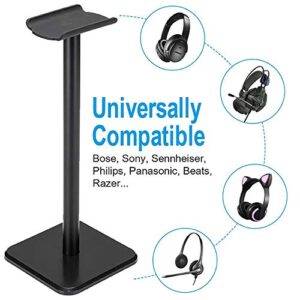 Headphone Stand, Universal Aluminum Metal Holder for AirPods Max, HyperX Cloud II, Xbox One, Turtle Beach, Sennheiser, Sony, Bose, Beats PC Gaming Headset Display & Wireless Headphones (Black)