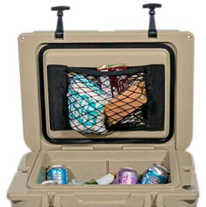 cooler net for dry storage and organization - compatible with yeti, coleman, igloo, lifetime, pelican, canyon ice chests - compatible w/cooler lights, wheel kits, tailgating accessories, camping gear
