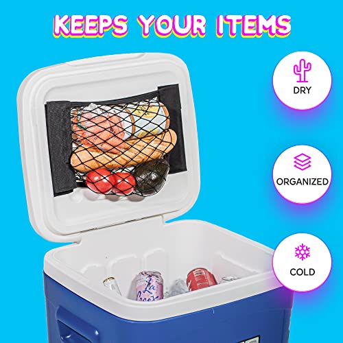 Cooler Net for Dry Storage and Organization - Compatible with Yeti, Coleman, Igloo, Lifetime, Pelican, Canyon Ice Chests - Compatible w/Cooler Lights, Wheel Kits, Tailgating Accessories, Camping Gear