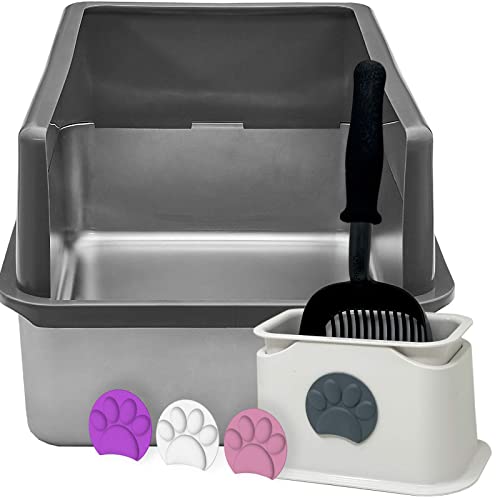 iPrimio Scooper Monster Cat Litter Scoop - Easy Cleaning Litterbox - Modern Scooper Holder -Works with All Metal and Plastic Scoopers