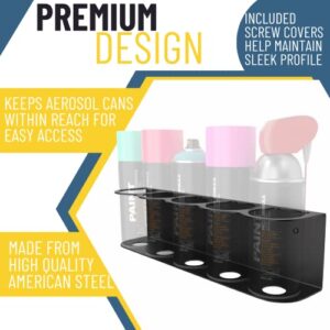 Koova 5 Aerosol Spray Can Holder | Easy Install Wall Mount | Heavy-Duty Powder Coated Steel Storage Rack for Garage & Home | Craft Workspace Paint Bottle Organizer | Hardware Included | USA Made