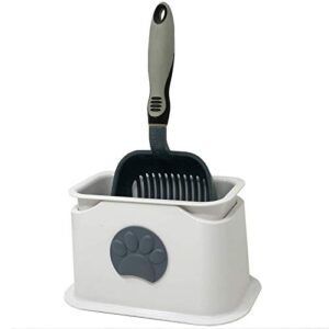 iprimio cat litter scooper with deep shovel - non stick plated aluminum scoop - modern scooper holder -works with all metal and plastic scoopers