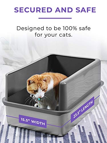 iPrimio Sifter with Deep Shovel, Cat Litter Pan with Universal Cat Litter Scooper - Modern Scooper Holder -Works with All Metal and Plastic Scoopers